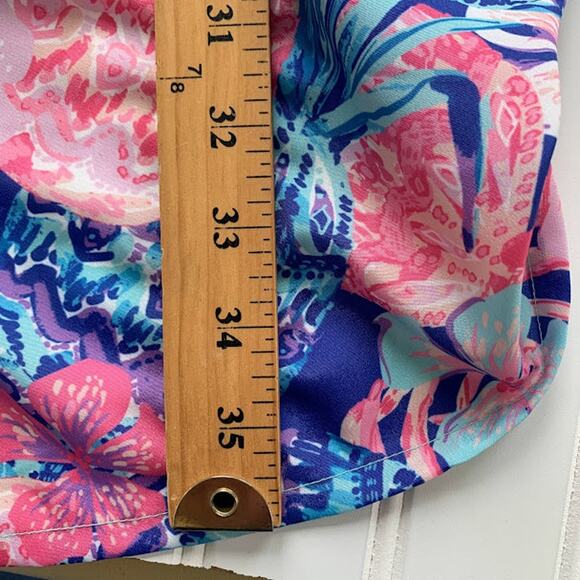 Charlie Paige Floral Summer Mini Dress Women M Blue Pink Pleated Round Neck NWT - Picture 13 of 13